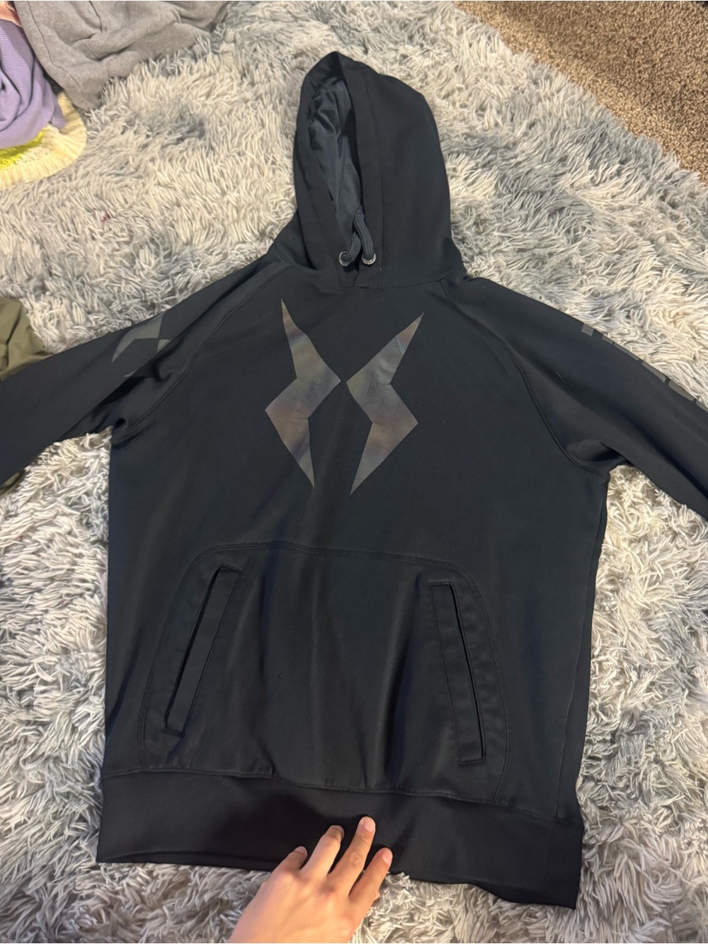 Sport-Tek Black Hoodie with Subtle Iridescent Logo